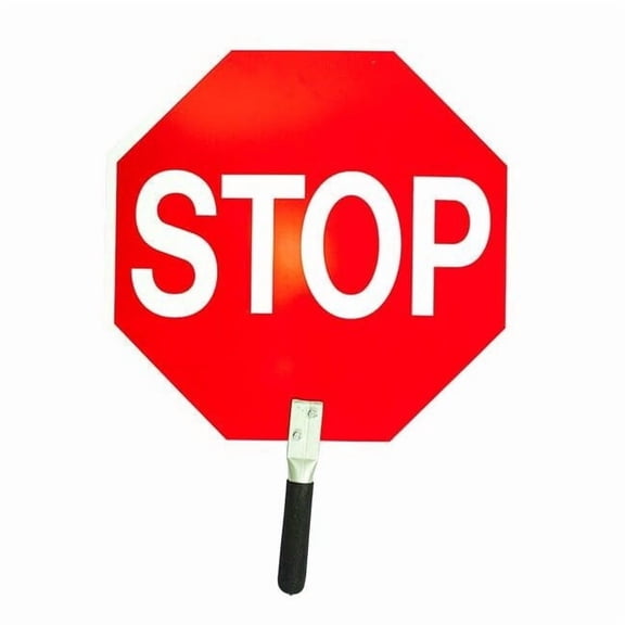 Stop/Slow Aluminum Traffic Paddle, Non-Reflective, 12" PVC Handle, 1/Each