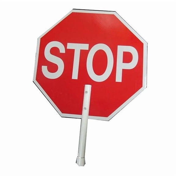 Stop/Slow Plastic Traffic Paddle, Non-Reflective, 12" PVC Handle, 1/Each