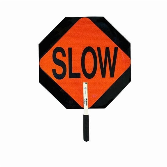 Stop/Slow Plastic Traffic Paddle, Reflective, 12" PVC Handle, 1/Each