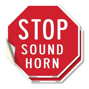 Stop Sound Horn (2 Pack) 6 inch X 6 inch Octagon Vinyl Label Decal Sticker Weather Resistant, UV Protected for Workplace, Private Property, and Construction Site, Made in the USA