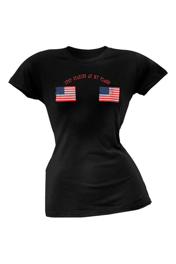 Stop Staring American Flags Juniors T-Shirt - Small