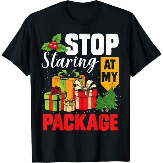 Stop Staring At My Package, Happy Hanukkah, Merry Christmas T-Shirt