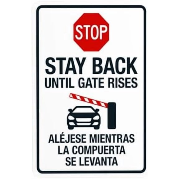 Stop Stay Back Until Gate Rises Warning Sign, Gate Metal Signs for Business Home Outdoor Indoor Road Yard Garage Street Wall Caution Custom Decor 8 x 12 Inch