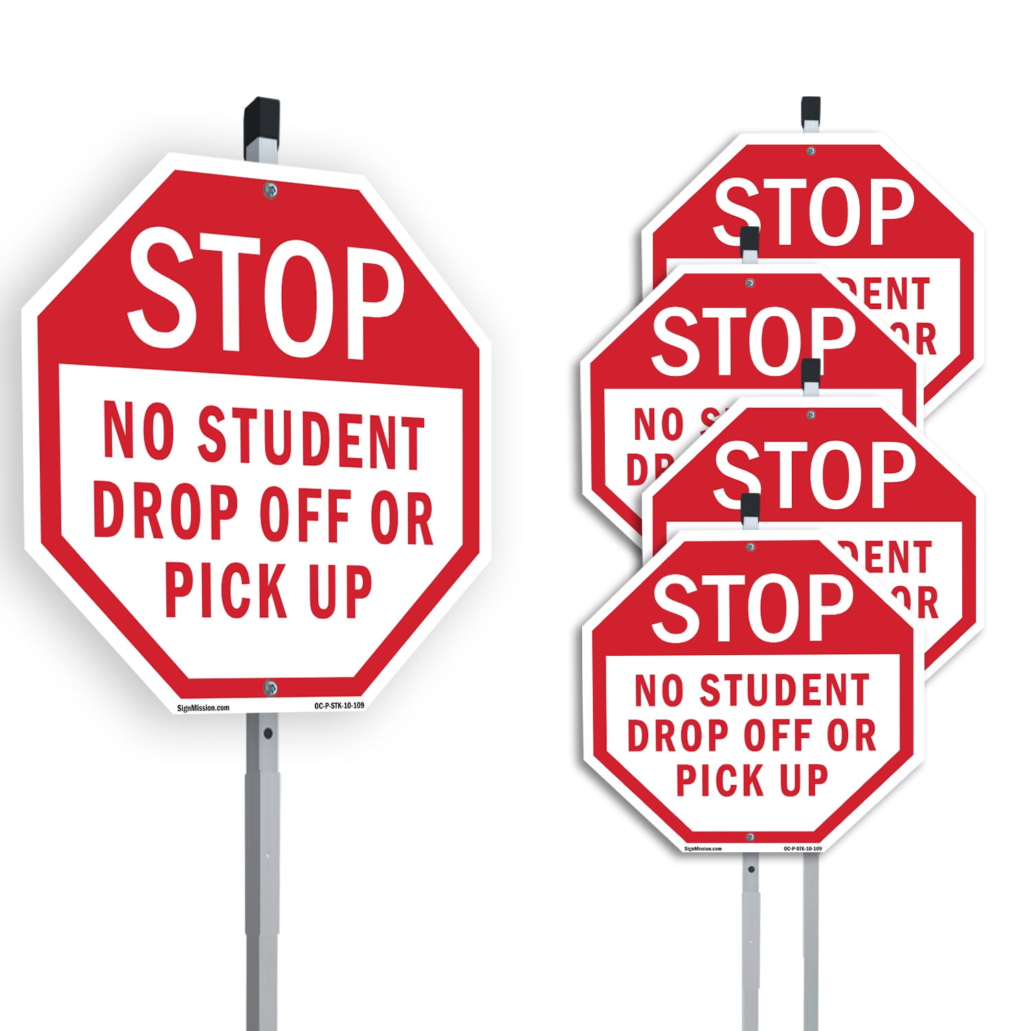 Stop No Student Drop Off or Pick Up (5 Pack) 10 inch X 10 inch Octagon ...