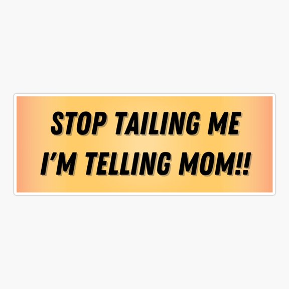 Stop Tailing Me Mom Warning Bumper Style Sticker