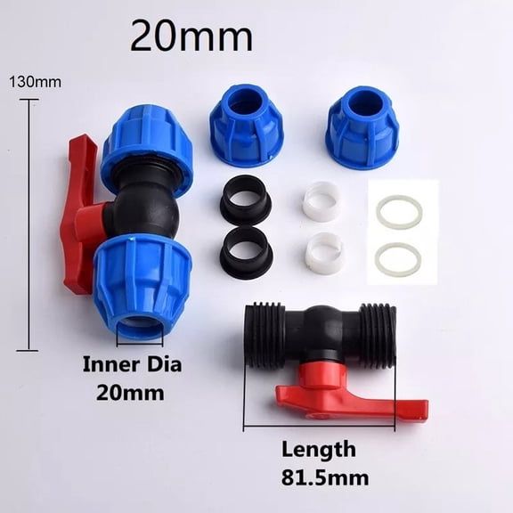 Stop Tap Valve 20mm 25mm 32mm PE Ball Valve Water Pipe Compression End Fitting