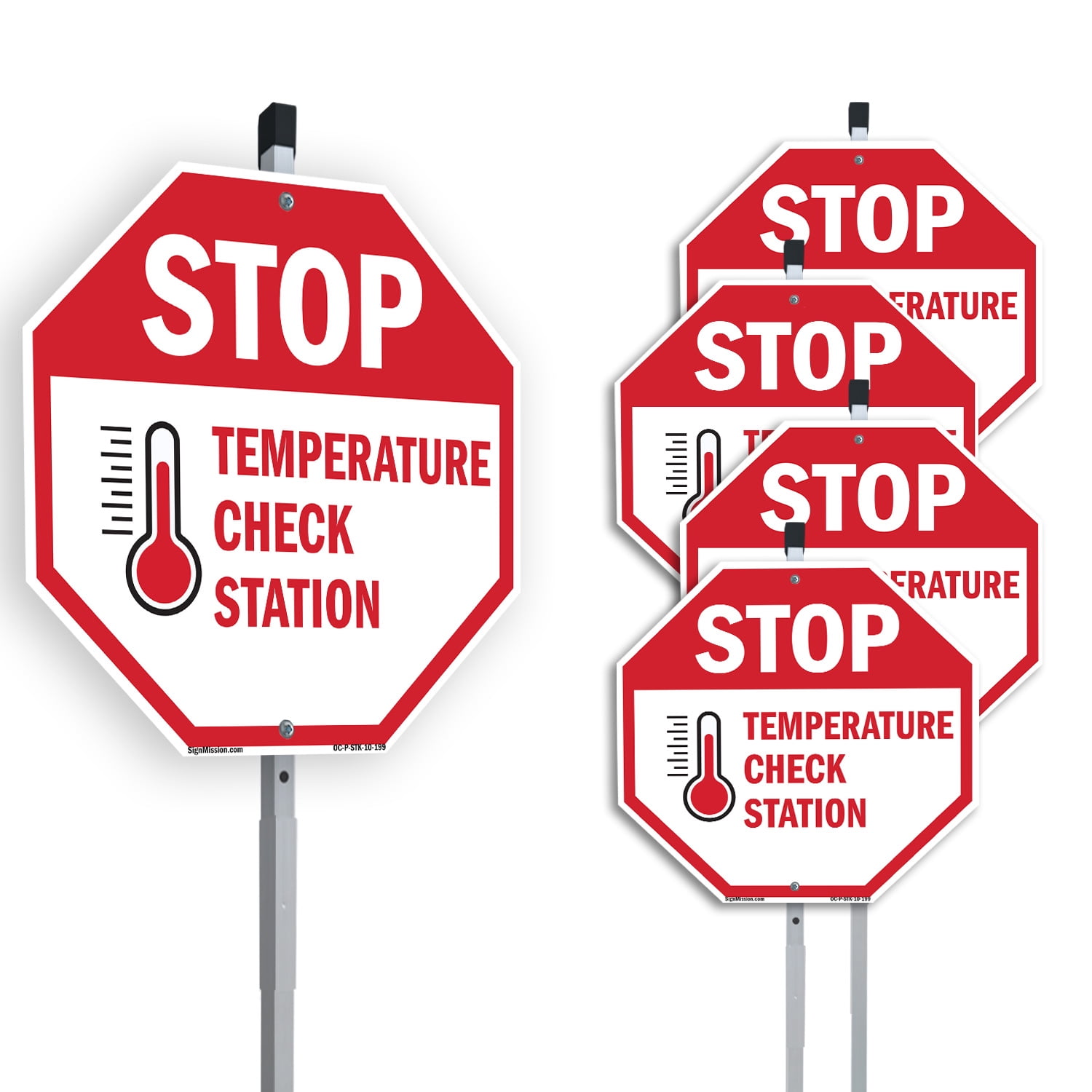 Temp Switchboard Sign Stop Temperature Check Station (5 Pack) 10 inch X 10 inch Octagon ...