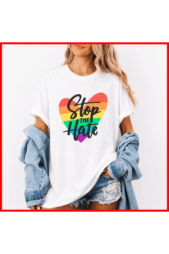 Stop The Hate Inspirational Unity Graphic Casual Gift Unisex T-Shirt, up to size 5XL