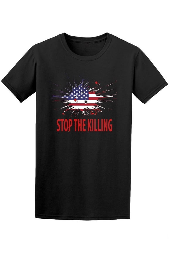 Stop The Killing American Flag T-Shirt Men -Image by Shutterstock, Male x-Large
