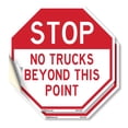 thumbnail image 1 of Stop No Trucks Beyond This Point (2 Pack) 4 inch X 4 inch Octagon Vinyl Label Decal Sticker Weather Resistant, UV Protected for Workplace, Private Property, and Construction Site, Made, 1 of 5