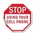thumbnail image 1 of Stop Using Your Cell Phone 10 inch X 10 inch Octagon Vinyl Label Decal Sticker Weather Resistant, UV Protected for Workplace, Private Property, and Construction Site, Made in the USA, 1 of 5