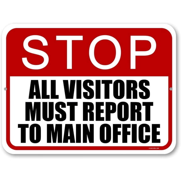 Stop All Visitors Must Report to Main Office 8"x12" Inch Sign Security Sign Stop Sign ageVisitors Sign Funny Home Club bar Wall Art Decoration Retro Metal Tin Signs