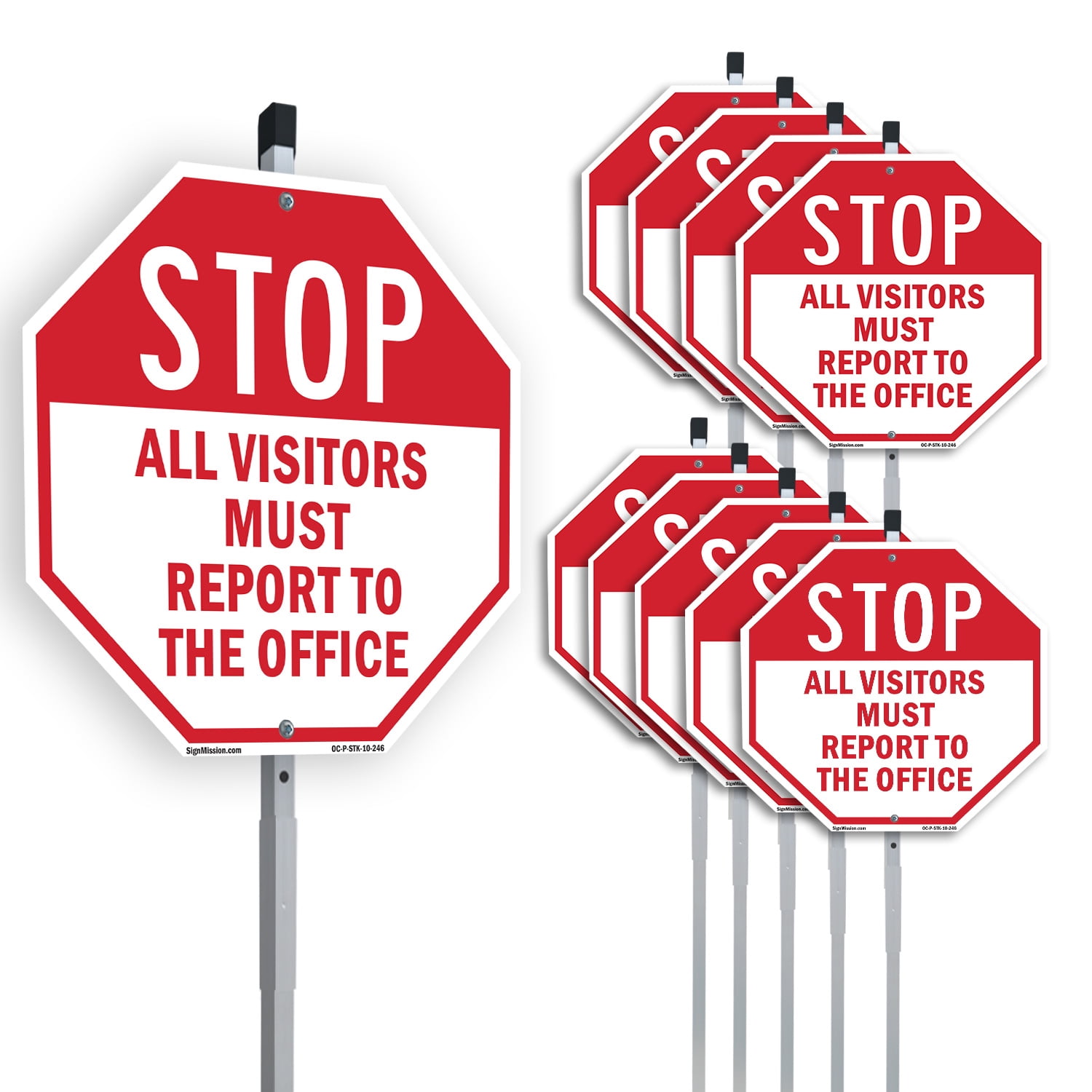Stop All Visitors Must Report to The Office (10 Pack) 10 inch X 10 inch ...