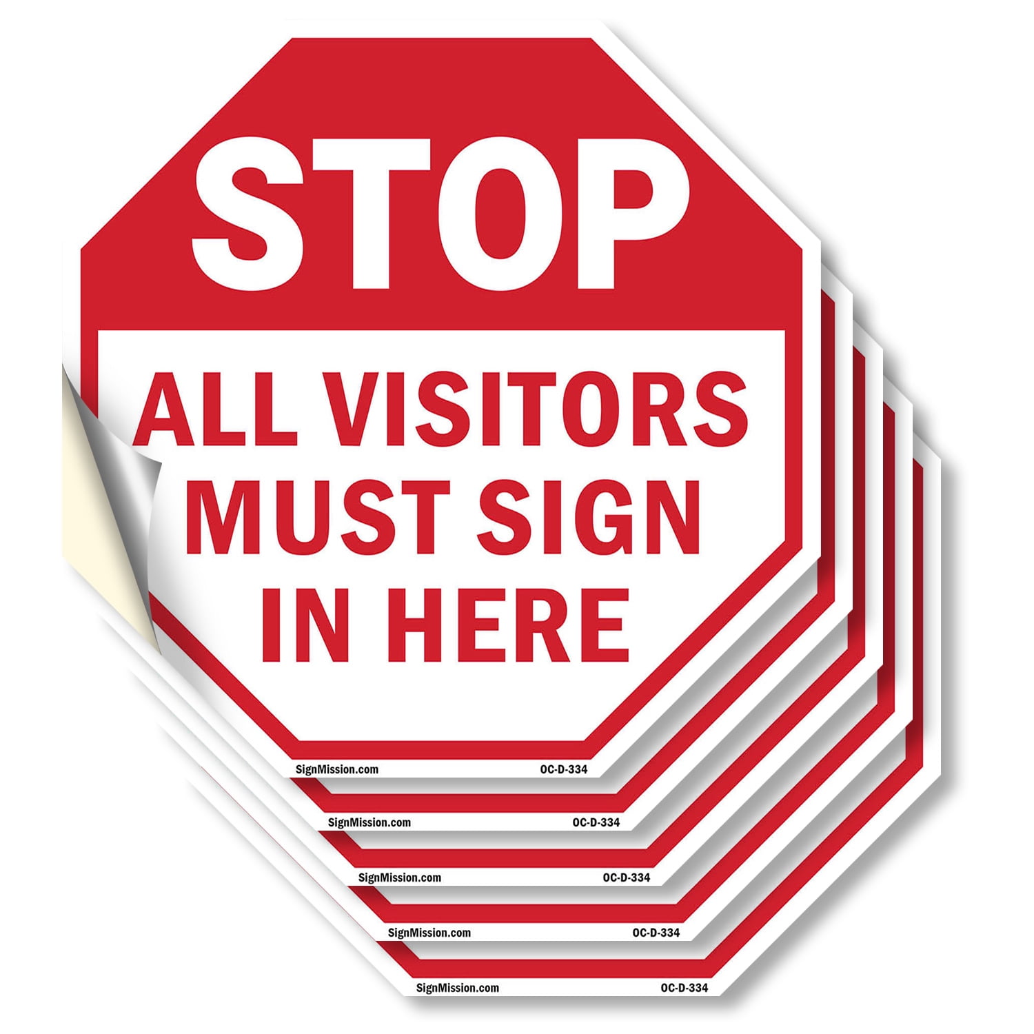 Stop All Visitors Must Sign in Here (5 Pack) 6 inch X 6 inch Octagon ...