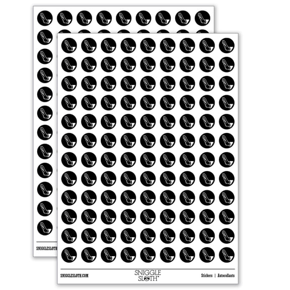 Stop Wait Halt Hand Gesture 200+ Round Stickers - Matte Finish - 0.50" Size - Black