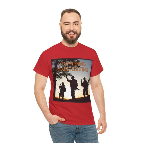 Stop Wishing Start Scouting Heavy Cotton T-Shirt 3 High Adventure Scouts