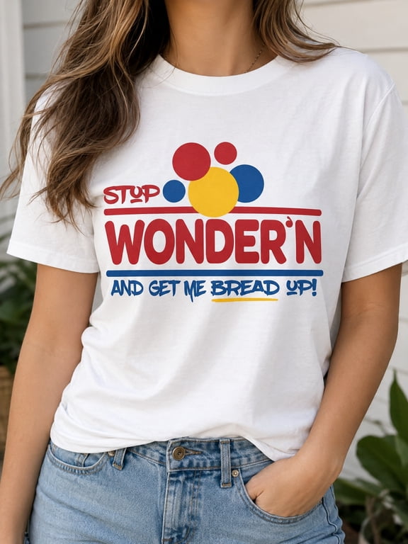 Stop Wonder'n And Get Me Bread Up Logo Retro Graphic Design T-Shirt, Size S-5XL