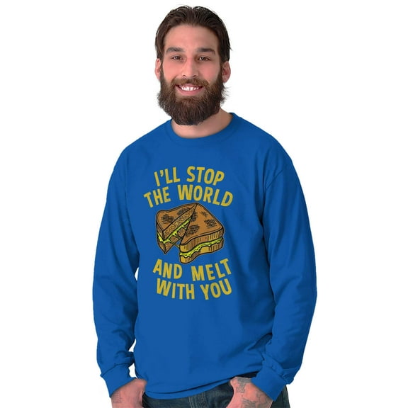 Stop World Melt You Grilled Cheese Plus Size Long Sleeve Graphic Tee Shirt Brisco Brands 3X