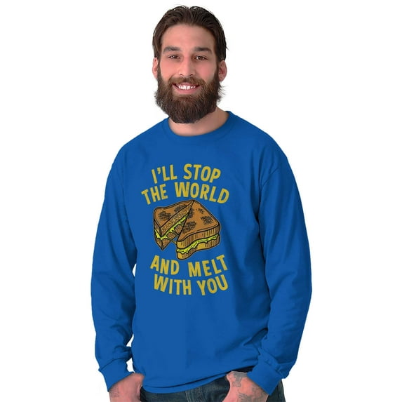 Stop World Melt You Grilled Cheese Plus Size Long Sleeve Graphic Tee Shirt Brisco Brands 2X