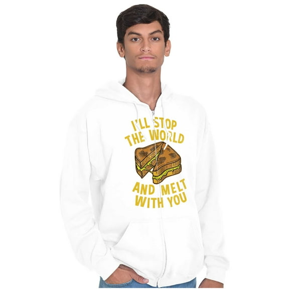 Stop World Melt You Grilled Cheese Unisex Fleece Graphic Zip Up Hoodie Brisco Brands 5X