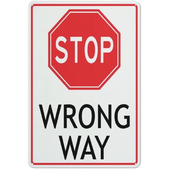 Stop Wrong Way Sign Sign, 8 X 12 Grade Reflective Sheeting Rust Free Aluminum, Weather Resistant, Waterproof, Easy To Mount