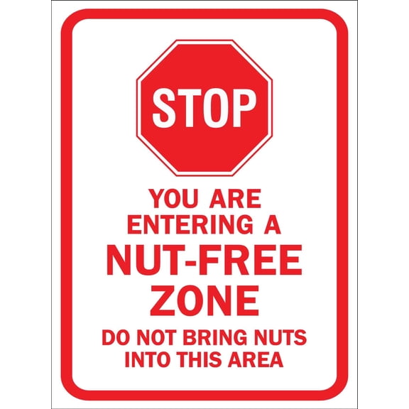 Stop You Are Entering a Nut Free Zone Metal Sign Caution Danger Safety Security Warning Notice Signs (Aluminum) Size: 8 x 12 inch