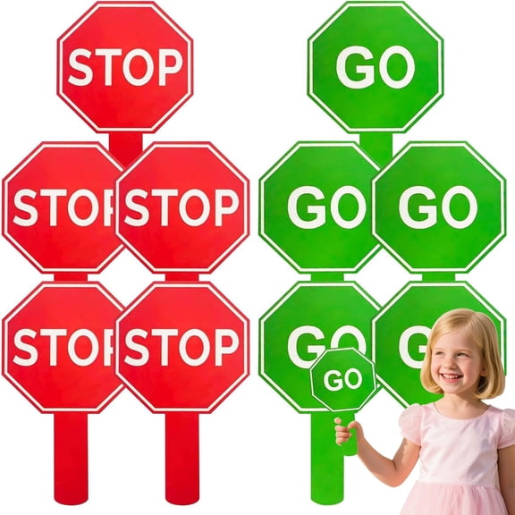 Stop and Go Sign - 10pcs Double Sided Traffic Paddle