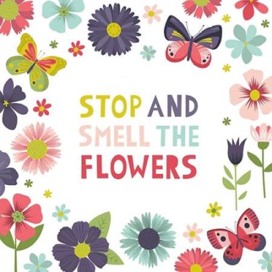 Stop and Smell the Flowers on White Canvas Art - Lamai McCartan (24 x 24)