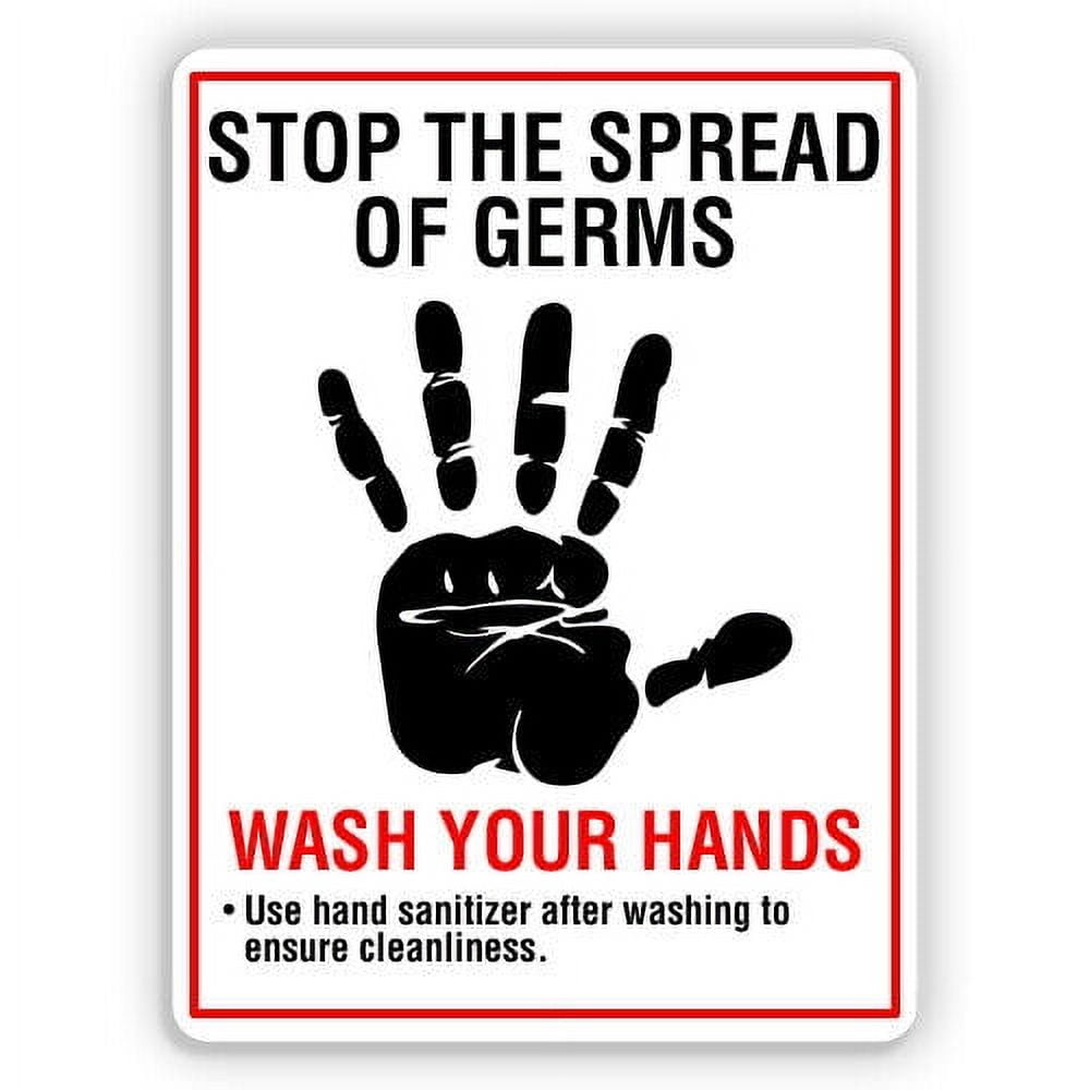 Stop the Spread of Germs Wash Your Hands Metal Sign Size: 8 x 12 Inch ...