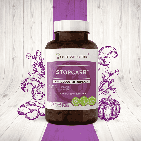 Secrets of the Tribe StopCarb Capsules Dietary Supplement, Natural Herb Blend, Made from White Kidney Beans, Grapefruit, Broccoli, Garcinia 120 Count