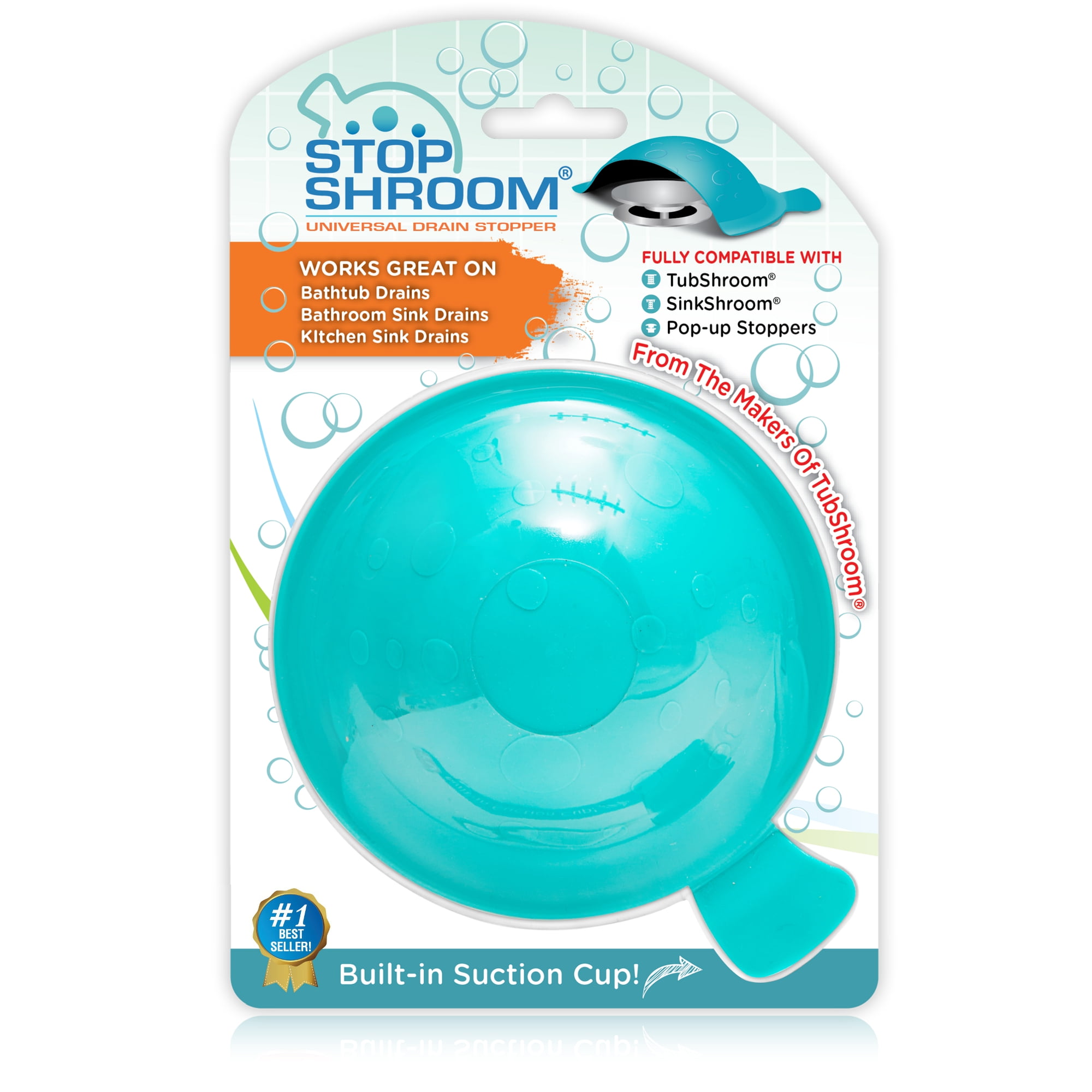 Stopshroom STBLU232 Universal Stopper Plug Cover for Bathtub, Bathroom and Aqua