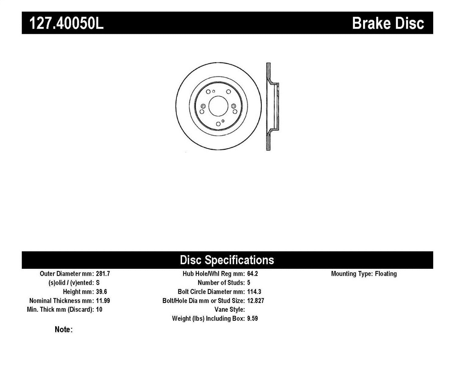 StopTech 00-09 S2000 Slotted & Drilled Left Rear Rotor Fits select ...