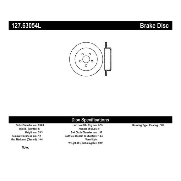 StopTech 03-09 Chrysler PTCruiser Tur / 03-05 Dodge Neon SRT-4 Rear Left Slotted & Drilled Rotor Fits select: 2004-2005 CHRYSLER PT CRUISER TOURING