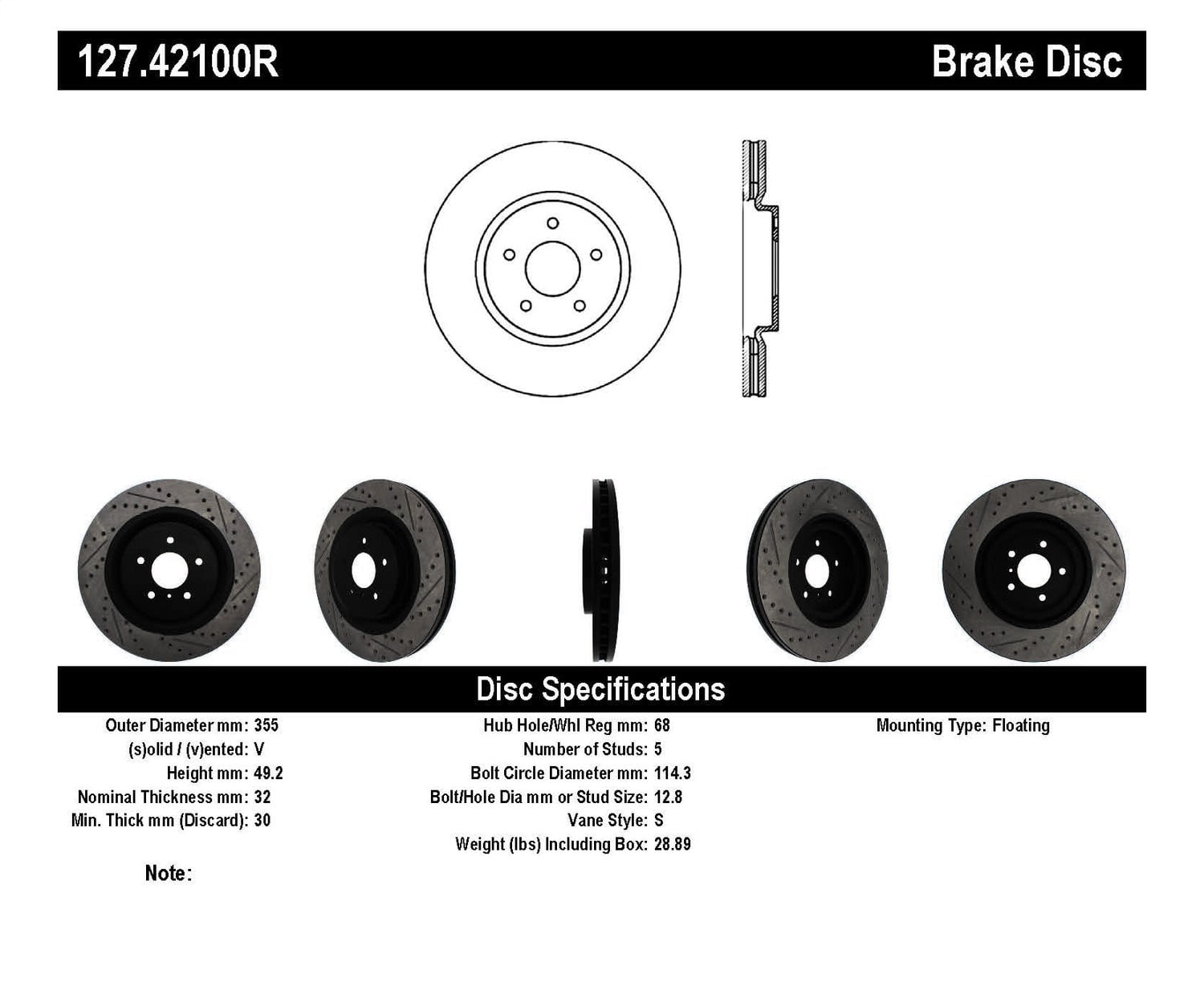 StopTech 127.42100R StopTech Sport Rotors; Drilled And Slotted; Front ...