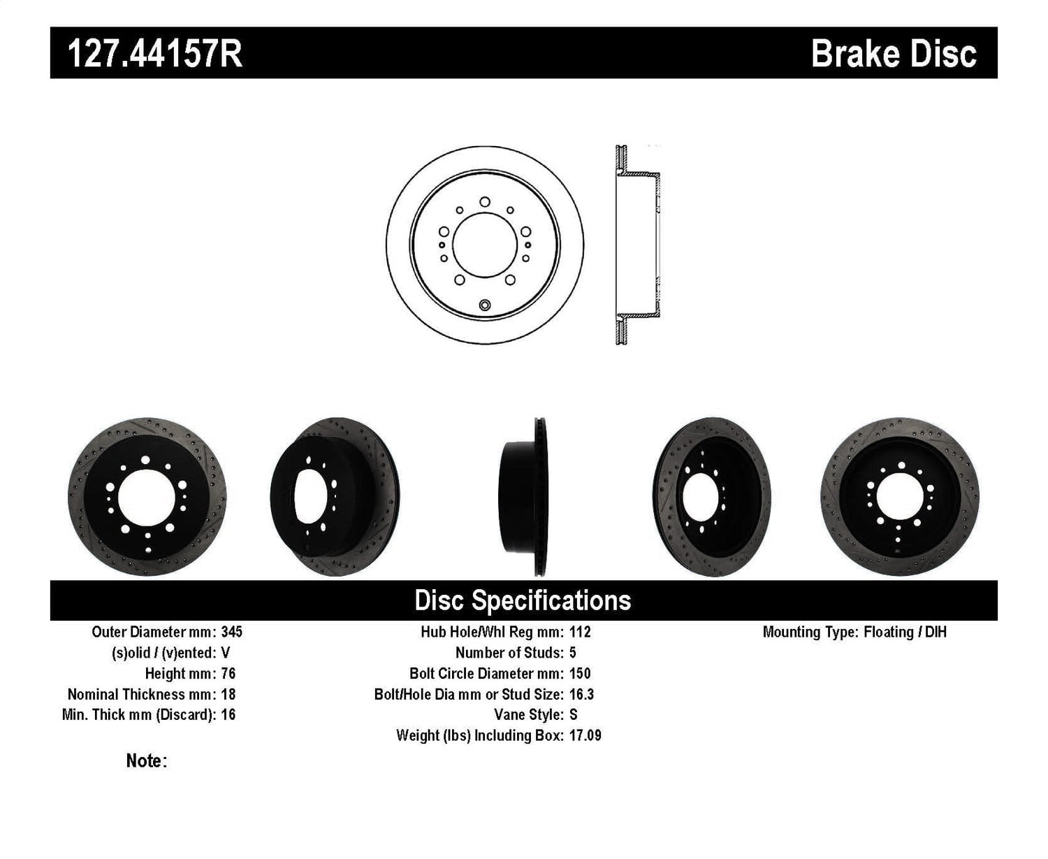 StopTech 127.44157R StopTech Sport Rotors; Drilled And Slotted; Rear Right; Fits select: 2007-2021 TOYOTA TUNDRA, 2008-2022 TOYOTA SEQUOIA