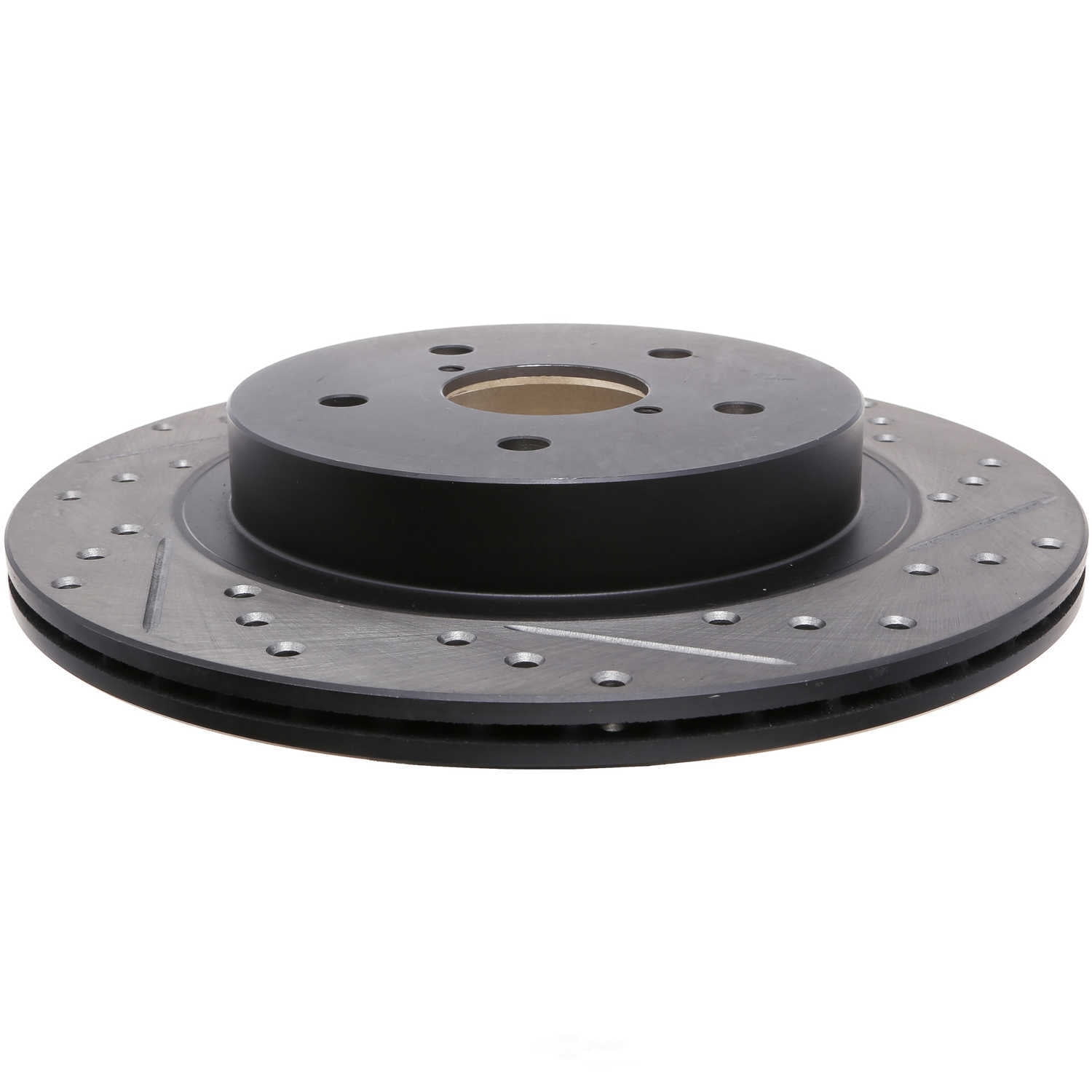 StopTech 127.47037L Sport Cross-Drilled & Slotted Disc Brake Rotors, European style brake pad