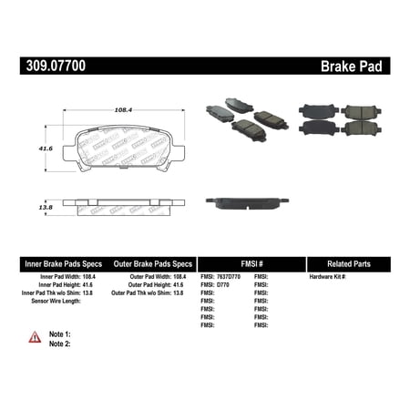 StopTech 309.07700 StopTech Sport Brake Pads;