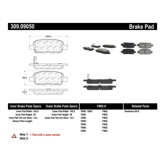 StopTech 309.09050 StopTech Sport Brake Pads;
