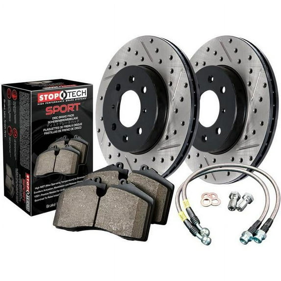 StopTech 928.42501 Axle Pack with Drilled Slotted & Rare Brake Kit for 2006-2010 Volkswagen Passat