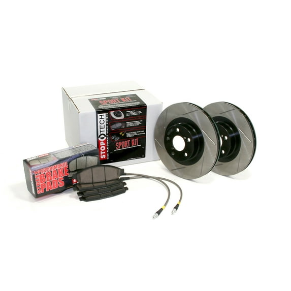 StopTech 977.33030F StopTech Sport Brake Kit; Slotted; Front; Incl. Rotors; Pads And Stainless Steel Brake Line;