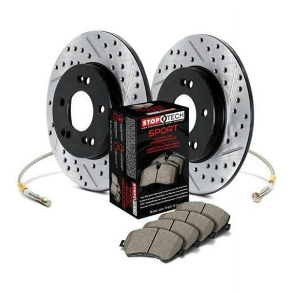 StopTech 978.40009R StopTech Sport Brake Kit; Drilled And Slotted; Rear; Incl. Rotors; Pads And Stainless Steel Brake Line; Fits select: 2005 HONDA CIVIC, 2002-2006 ACURA RSX