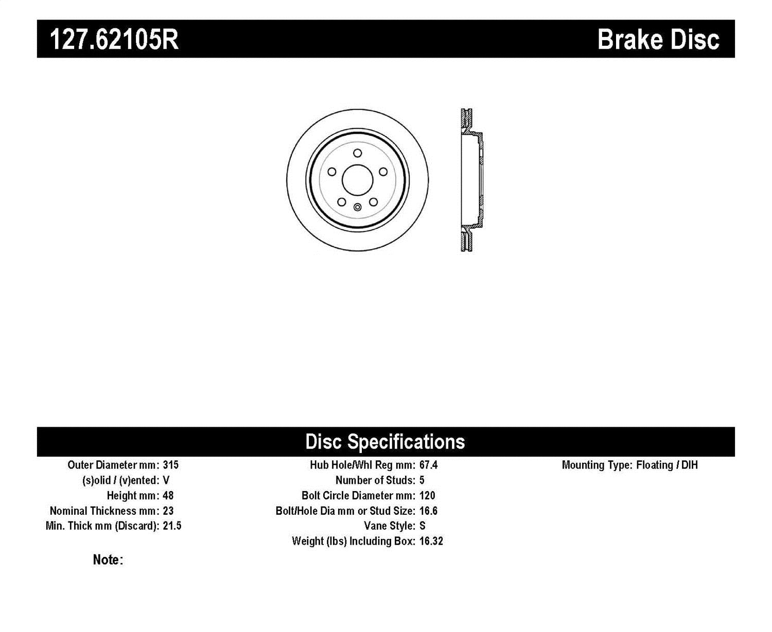 StopTech Slotted & Drilled Sport Brake Rotor Fits select: 2013-2015 CHEVROLET CAMARO, 2008 CADILLAC CTS