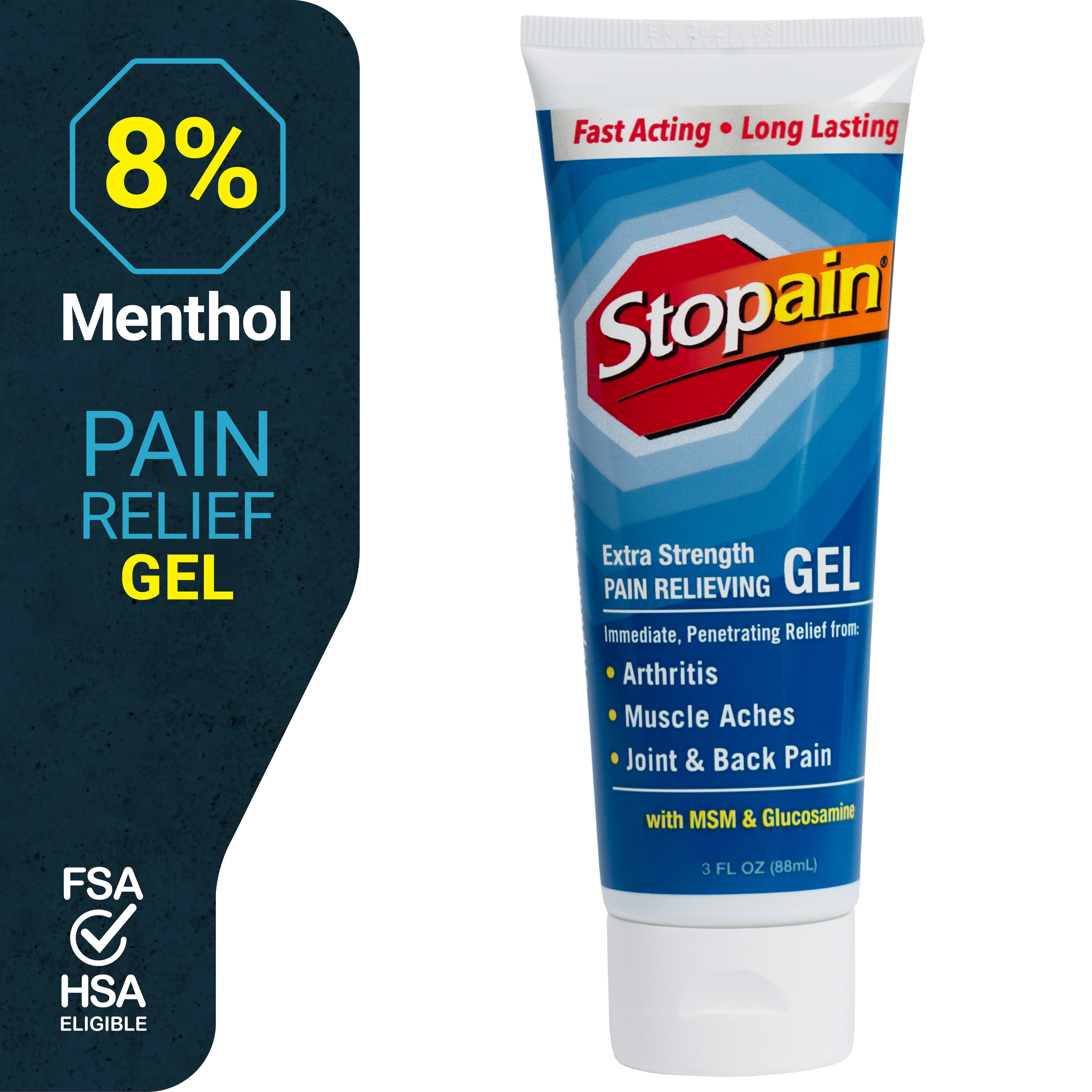 Stopain Extra Strength Gel for Muscle Aches, Joint Pain and Arthritis, 3 FL OZ OTC Medicine