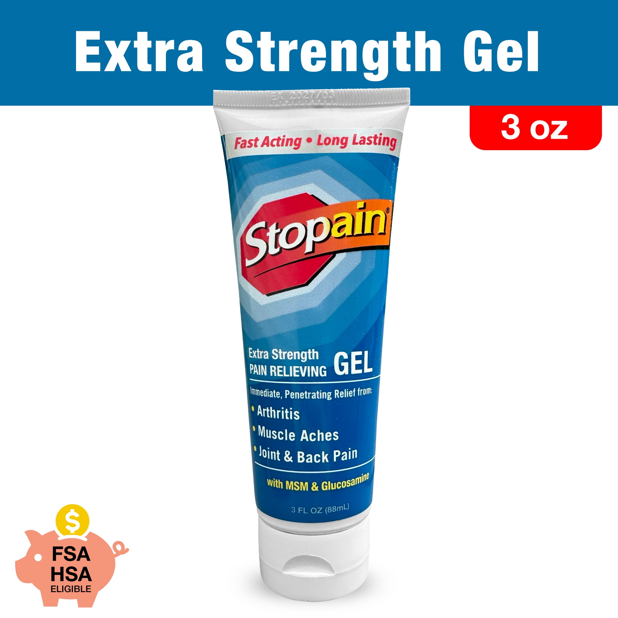 Stopain Extra Strength Gel for Muscle Aches, Joint Pain and Arthritis, 3oz