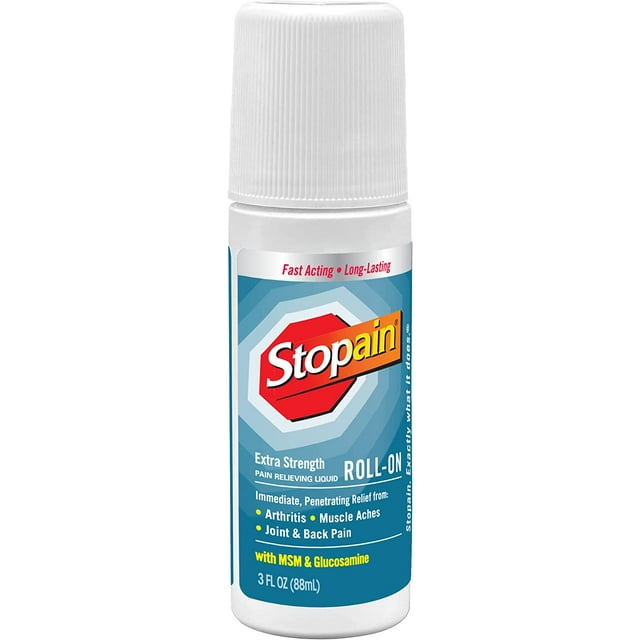Stopain Extra Strength Pain Relieving Roll-On with MSM & Glucosamine, 3oz