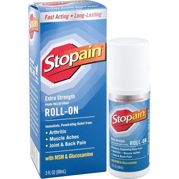 Stopain Extra Strength Roll-On, Fast Acting Long lasting Pain Reliever 3 oz
