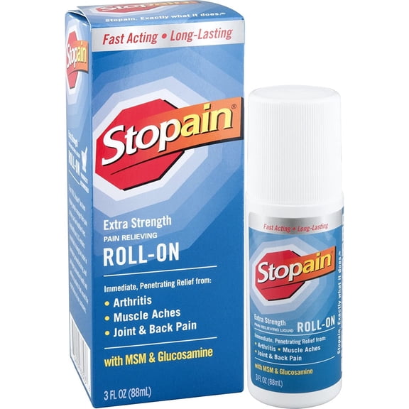Stopain Extra Strength Roll-On, Fast Acting Long lasting Pain Reliever 3 oz