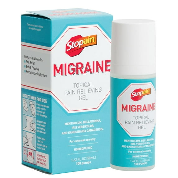 Stopain Migraine Topical Pain Relieving Gel for Headaches, 1.62 fl oz