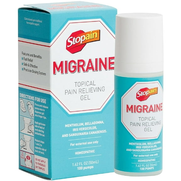 Stopain Migraine Topical Pain Relieving Gel 1.62 oz (Pack of 2)