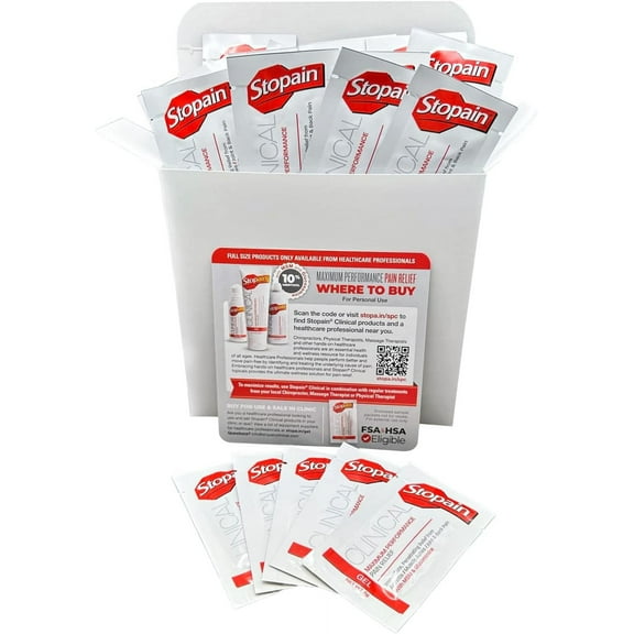Stopain Pain Relief Clinical Gel Packets, 50 Pack, USA Made, Max Strength Fast Acting With MSM, Glucosamine, Menthol For Arthritis, Lower Back Sciatica, Knee, Neck HSA FSA Topical Analgesic Products